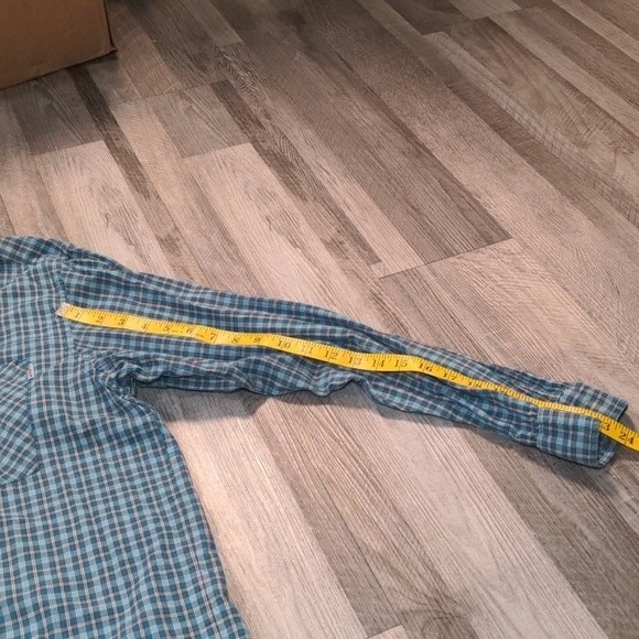 Men's Carhartt Blue Plaid Button Down Collared Long Sleeve Shirt Size Large - Picture 12 of 13